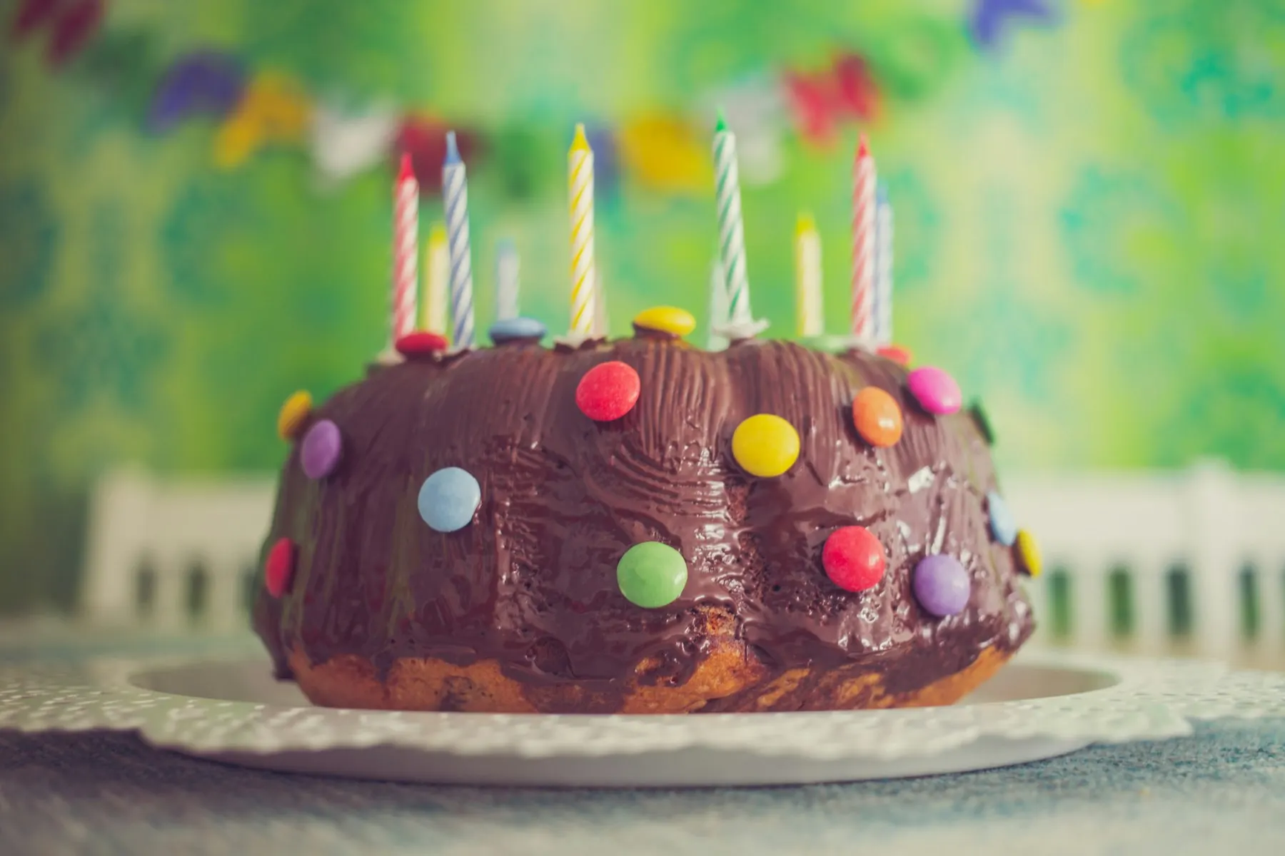 Birthday cake with lit candles