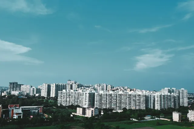 Ghaziabad skyline under a blue sky